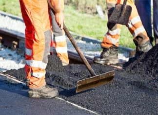 Road construction is in progress in moothedam