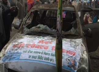 A Punjab native who came to the aid of protesters caught fire in his car and died