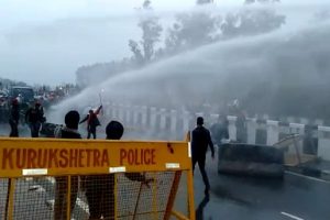 Chalo March; Police use of water cannon against farmers; Conflict