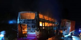 ബസും ലോറിയും കൂട്ടിയിടിച്ച് തീ പിടിത്തം; ലോറി ഡ്രൈവർ മരിച്ചു Nelyadi accident