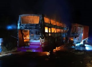 ബസും ലോറിയും കൂട്ടിയിടിച്ച് തീ പിടിത്തം; ലോറി ഡ്രൈവർ മരിച്ചു Nelyadi accident