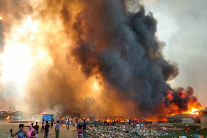 Rohingya camp fire Rohingya camp fire
