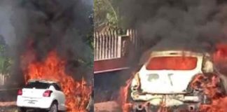 കൊല്ലത്ത് ഓടിക്കൊണ്ടിരുന്ന കാറിന് തീപിടിച്ചു; യാത്രക്കാർ അൽഭുതകരമായി രക്ഷപ്പെട്ടു car-catches-fire