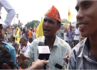 ‘സൂര്യന് കീഴില് നിന്നാല് കോവിഡ് വരില്ല’; ബിജെപി റാലിയിൽ പ്രവർത്തകൻ bjp worker