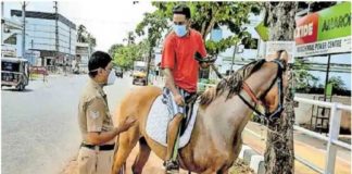 കുതിരയുമായി കറങ്ങാനിറങ്ങി; മാനസിക ഉല്ലാസത്തിനെന്ന് മറുപടി; പോലീസിനെ അമ്പരപ്പിച്ച് യുവാവ്