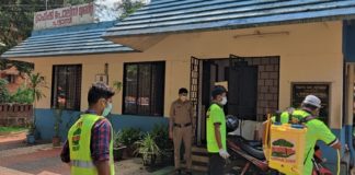 പട്ടാമ്പി പോലീസ് സ്റ്റേഷൻ എസ്വൈഎസ് വളണ്ടിയേഴ്സ് അണുനശീകരണം നടത്തി Pattambi Police Station SYS Santhwanam volunteers disinfected