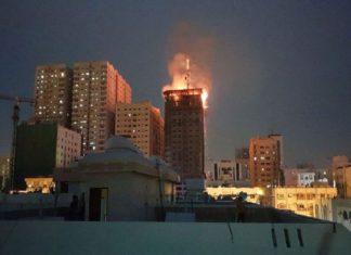 ഷാർജയിൽ നിർമാണത്തിലിരുന്ന കെട്ടിടത്തിൽ തീപിടുത്തം MalabarNews_sharjah building