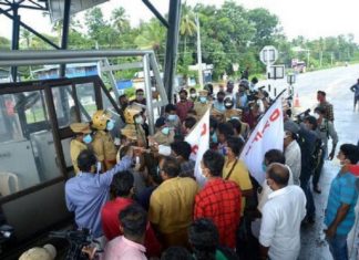 കൊല്ലം ബൈപ്പാസിൽ ടോൾ പിരിവ്; പ്രതിഷേധവുമായി സംഘടനകൾ; സംഘർഷം