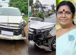 മന്ത്രി ചിഞ്ചുറാണിയുടെ വാഹനം അപകടത്തില്പെട്ടു; ഗണ്മാന് പരിക്ക് Minister-Chinchurani's-vehicle-met-with-an-accident