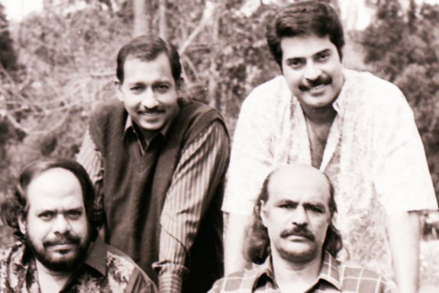 Bharat-Gopy-with-Nedumudi-Venu-Mammootty-director-Bharathan-in-Patheyam