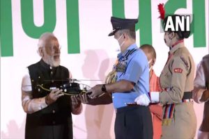 Narendra modi hand over defence equipment to iaf