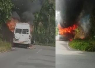 പക്രതളം ചുരത്തിലെ തീപിടിത്തം; കത്തിനശിച്ച വാഹനങ്ങൾ നീക്കിയില്ലെന്ന് പരാതി caught fire in tempo travaler