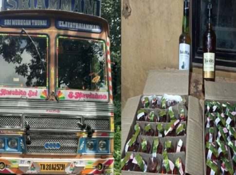 ചരക്ക് ലോറിയില് കേരളത്തിലേക്ക് മദ്യം കടത്താന് ശ്രമം; ഡ്രൈവര് പിടിയിൽ liquor seized-kollam