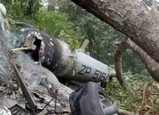 Helicopter crash; The machine parts will be transported to Wellington Army Cantonment