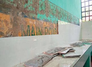 ഒറ്റപ്പാലത്ത് ബസ് കാത്തിരിപ്പ് കേന്ദ്രത്തിലെ ടൈൽസ് അടർന്നുവീണു; വയോധികയ്ക്ക് പരിക്ക് palakkad news