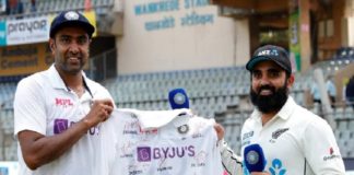 10 വിക്കറ്റ് നേട്ടം; അജാസ് പട്ടേലിന് സ്നേഹോപഹാരം നൽകി ഇന്ത്യന് താരങ്ങൾ sports news