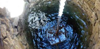 A 50-foot well formed a pool at the half-cent site