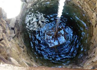 A 50-foot well formed a pool at the half-cent site