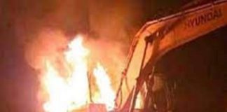 The jcb in Kuttadi was destroyed by fire