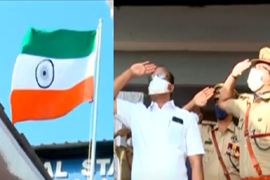 kasargod republic Minister hoists national flag upside down