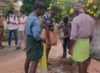 The K Rail Survey stone, which was uprooted by the protesters, was returned by the landlord