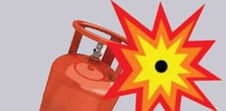 The cooking gas cylinder in front of the house exploded