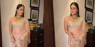 പേൾ പിങ്ക് സാരിയിൽ തിളങ്ങി കരീന കപൂർ