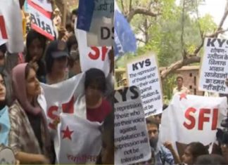 Massive protest at Delhi University