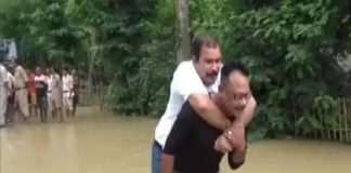 BJP MLA takes piggyback flood hit place