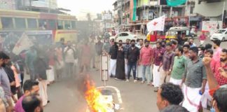 Religious Hate Speech; DYFI PC George's dummy burned at Edappal