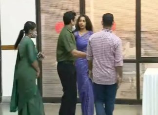 Anita Pullayil entering the assembly hall; Four employees will be laid off