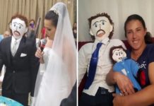 Woman 'marries' ragdoll her mum made for her