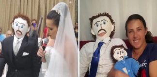 Woman 'marries' ragdoll her mum made for her