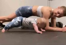 5 month old baby working out with mother; Heart-wrenching video