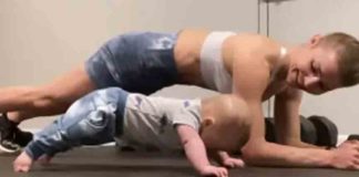 അമ്മക്കൊപ്പം വർക്ക് ഔട്ട് ചെയ്ത് 5 മാസം പ്രായമായ കുഞ്ഞ്; ഹൃദയം കീഴടക്കുന്ന വീഡിയോ 5 month old baby working out with mother; Heart-wrenching video