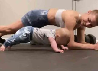 അമ്മക്കൊപ്പം വർക്ക് ഔട്ട് ചെയ്ത് 5 മാസം പ്രായമായ കുഞ്ഞ്; ഹൃദയം കീഴടക്കുന്ന വീഡിയോ 5 month old baby working out with mother; Heart-wrenching video