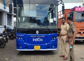 നികുതി കുടിശിക; ഇൻഡിഗോ വിമാനക്കമ്പനിയുടെ ബസ് കസ്റ്റഡിയിൽ Indigo Bus Under Vehicle Departments Custody