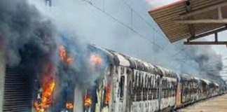 A train caught fire in madhurai