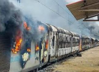 A train caught fire in madhurai