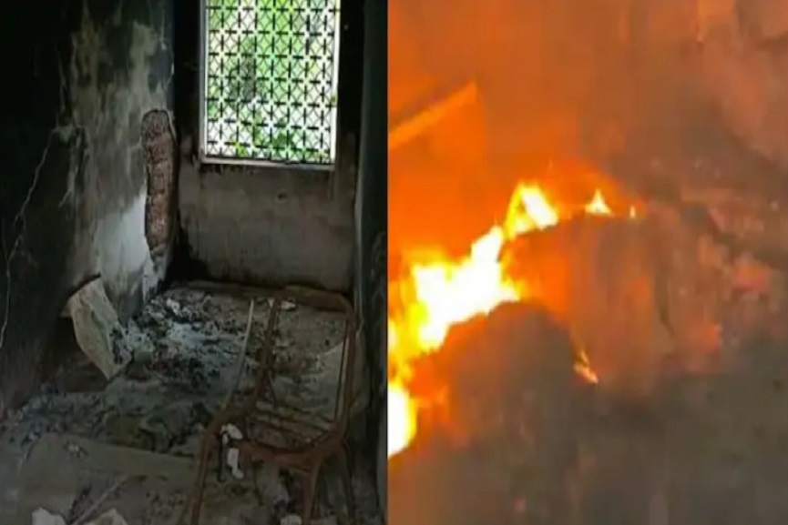 fire at Thaliparamb Muslim League office fire at Thaliparamb Muslim League office