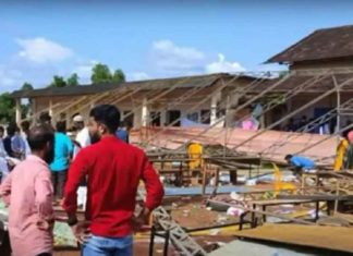 Pandal collapsed during the school science fair