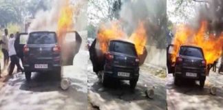 car caught fire in Kannur