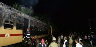 train caught fire in Kannur