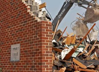 School Wall Demolition for Navakerala Sadas