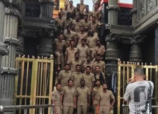 18ആം പടിയിൽ നിന്ന് പോലീസുകാരുടെ ഫോട്ടോഷൂട്ട്; റിപ്പോർട് തേടി എഡിജിപി sabarimala police photoshop controversy