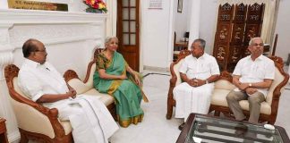 Pinarayi Vijayan and Nirmala Sitharaman meet