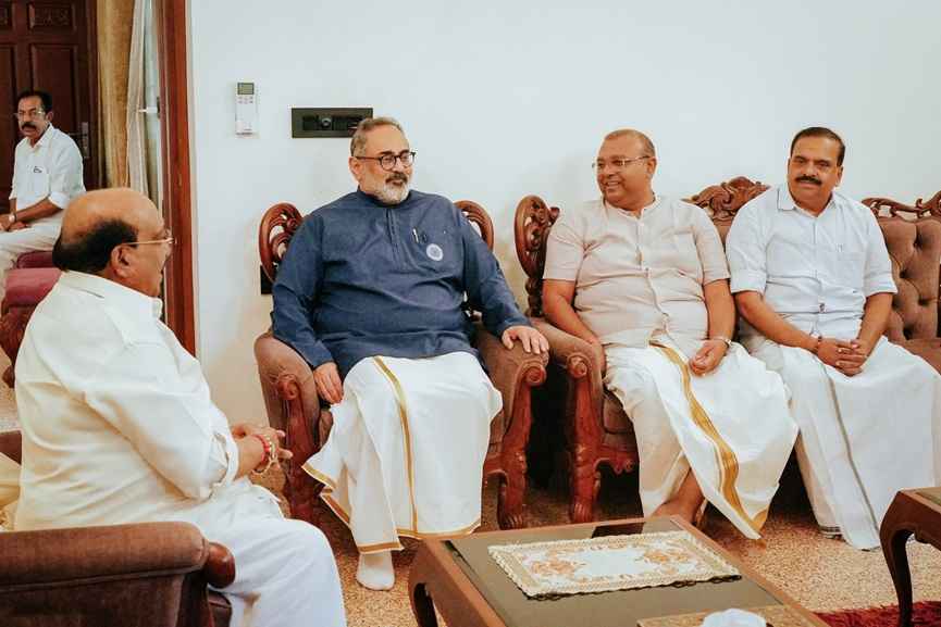 Vellappally Natesan, Thushar vellappally and Rajeev Chandrasekhar