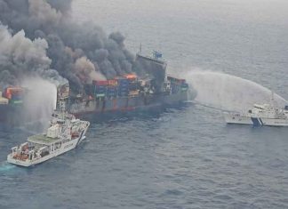 Cargo Ship Fire near Kerala Coast