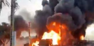 Goods Train Caught Fire in Chennai