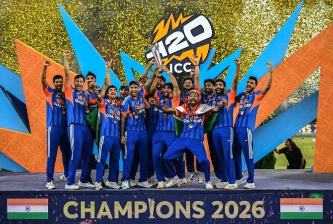 ട്വന്റി 20 ലോകകപ്പ്; മൂന്നാം കിരീടത്തിൽ മുത്തമിട്ട് ഇന്ത്യ, വിജയശിൽപ്പിയായി സഞ്ജു ICC T20 World Cup 2026-Team India Win